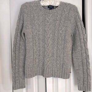 90s Vintage American Eagle Fisherman’s Crop Light Gray Sweater